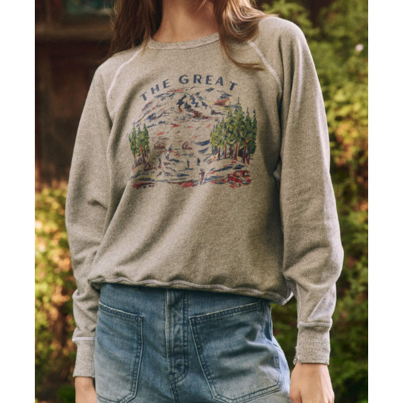 The Great The College Sweatshirt Woodsy Trail Mountain Graphic Gray Size 3 Large - Picture 1 of 13